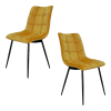 Lot de 2 chaises tissu velours moutarde