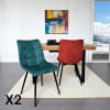 Lot de 2 chaises tissu velours bleu intense