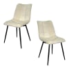 Lot de 2 chaises tissu velours écru