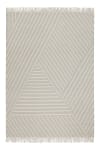 Alfombra tejida a mano lana virgen flecos gris y beige 160x230