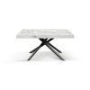 Mesa de madera en acabado blanco, patas negras, 140x90-220x90