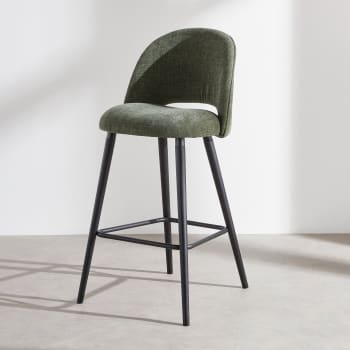 AINPECCA Set Di 4 Sgabelli Da Bar In Velluto Verde – Gambe In Metallo Nero, Altezza 70 Cm, Portata 130 Kg