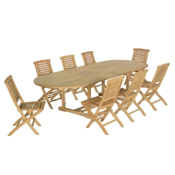 Happy Garden Set Di 4 Sedie Da Giardino Java In Teak Massello - Impilabili Con Braccioli, Altezza Seduta 45cm, Confezione Assemblata