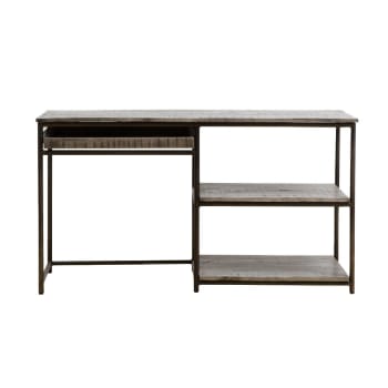Grey - Table bureau en bois gris 146.5 cm