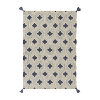 Marco - MARCO - Tapis géométrique design en laine bleu 160x230