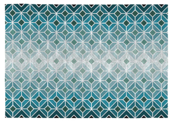 INGA - Tapis décoratif en coton en impression digital bleu 120x170