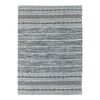 Terra - Tapis 100% coton blanc-noir 120x170