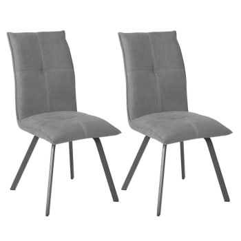 Bispo - Lot  de 2 chaises tissu coloris gris anthracite