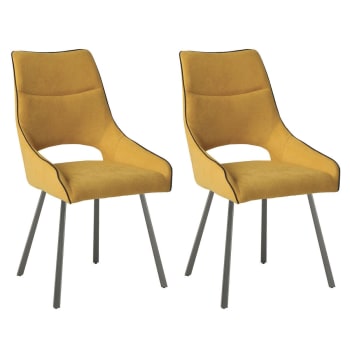 Amado - Lot  de 2 chaises tissu coloris jaune