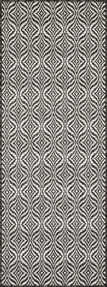 MOA - Tapis d'extérieur noir à motif blanc - 67x180