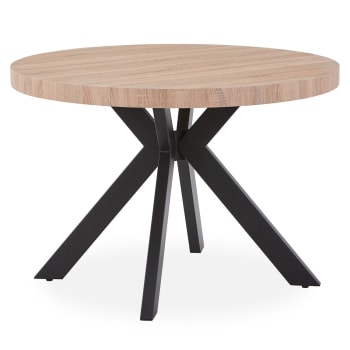 Myriade - Table ronde extensible noir et chêne clair