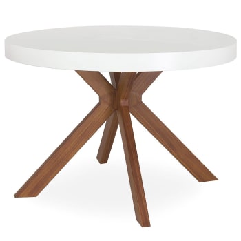 Myriade - Table ronde extensible 10 places avec 3 rallonges blanc