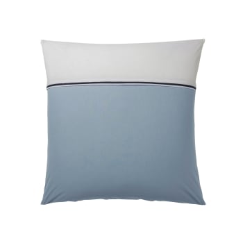 Duo - Taie d'oreiller en coton turquoise et blanc 63 x 63