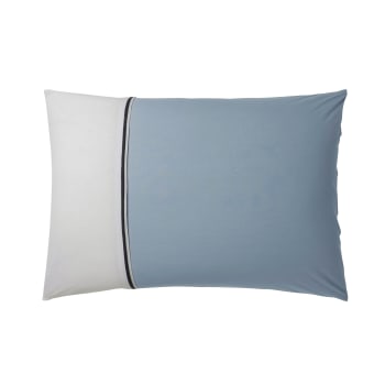 Duo - Taie d'oreiller en coton turquoise et blanc 50 x 70