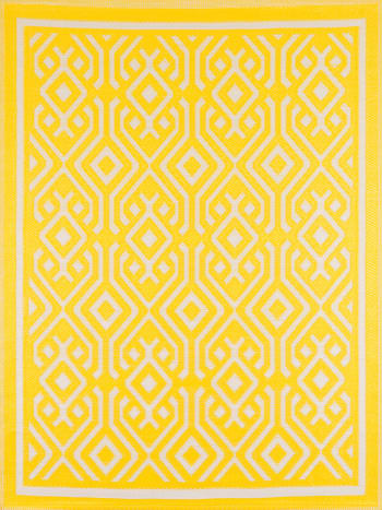 SCOOBI - Gelber Outdoor-Teppich mit Aztekenmuster 150x220