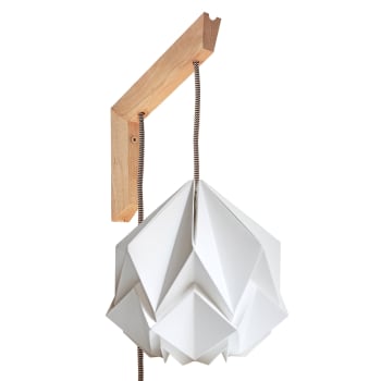 MOKUZAI - Aplique de madera y pantalla origami en papel