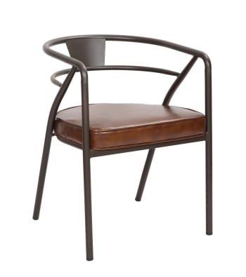 Brasserie - Chaise confort aspect cuir marron