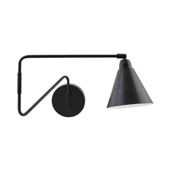 Lampada da parete Alsen, lampada da parete in metallo/tessuto in nero/oro, 1 luce, 1 attacco E14, spot da parete regolabile con paralume in tessuto dal design retrò/vintage, senza lampadina/e