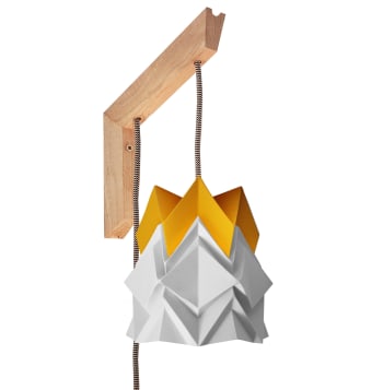 MOKUZAI - Applique en bois et petite suspension origami en papier