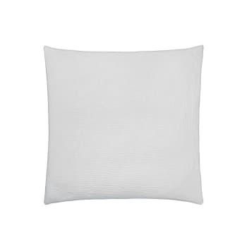 TENDRESSE - Taie d'oreiller carrée brume en coton gris 65x65