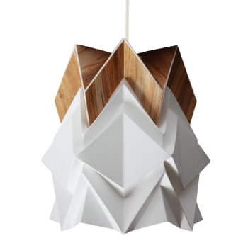 HOUSEKI - Petite suspension origami design en papier et ecowood