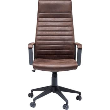 Labora - Chaise de bureau pivotante réglable à roulettes brune haute