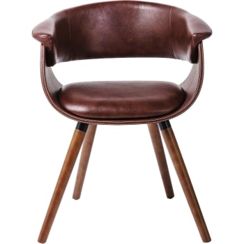 Monaco - Stuhl mit Armlehnen in Vintage-Leder-Optik und Massivholz