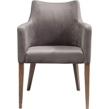 Mode - Chaise avec accoudoirs en velours gris et hêtre laqué
