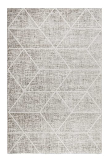 Bossa lounge - Tapis graphique motif ivoire gris beige 290x240