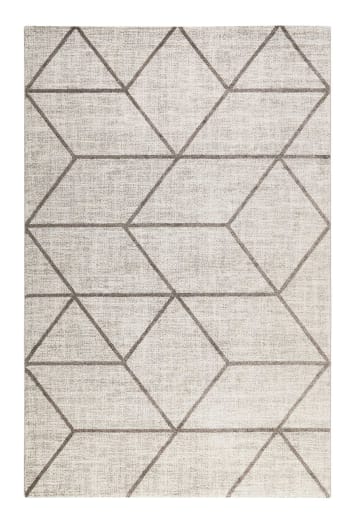 Bossa lounge - Tapis graphique motif brun gris beige chiné 200x133