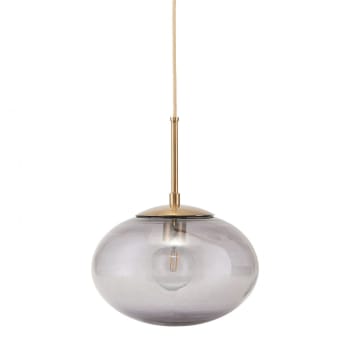 OPAL - Lampe suspension vintage en verre gris small 22cm