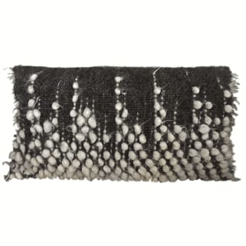 WOOL HANDWOVEN - Coussin Drops en laine noir 40x70