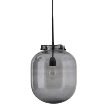 BALL - Lampe suspension vintage en verre gris 30cm