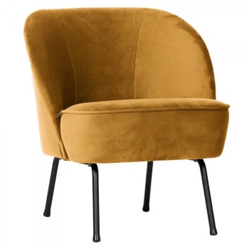 VOGUE - Fauteuil crapaud design en velours moutarde