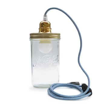 DÉKOBOCAL - Lampe bocal à poser fil bleu