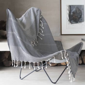 Manta plaid lana gris jaspeado 160x250 Aspen | Maisons du Monde