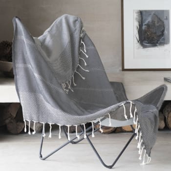 Oslo - Plaid coton gris moyen 160x250