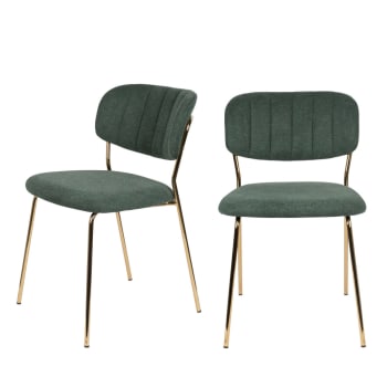 Jolien - Lot de 2 chaises pieds dorés vert