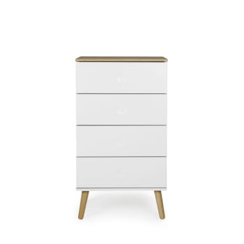 Dot - Petit meuble de rangement en bois 4 tiroirs H98cm blanc