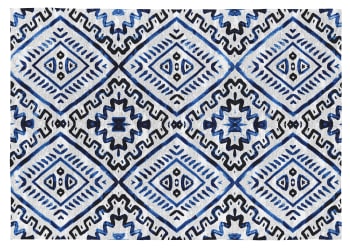 KINSASA - Tapis décoratif en coton en impression digital bleu 160x230 cm