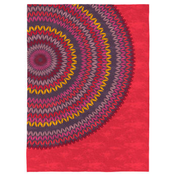 MANDALA - Tapis décoratif en coton en impression digital rouge 120x170 cm