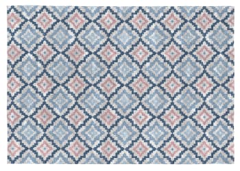 HANSEL - Tapis décoratif en coton en impression digital bleu 120x170