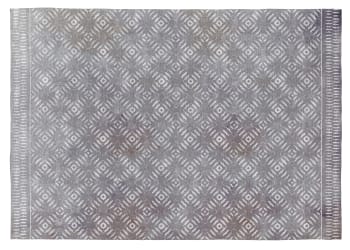 SELENA - Alfombra decorativa de algodón con impresión digital gris 200x290 cm