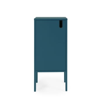 Uno - Petit meuble de rangement en bois H89cm bleu canard