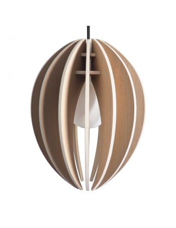 FÈVE - Lampada a sospensione in legno con filo nero senza lampadina