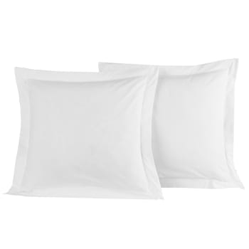 Soft percale - Lot de 2 taies d'oreiller en percale de coton blanc 65x65 cm