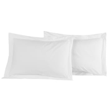 Soft percale - Lot de 2 taies d'oreiller en percale de coton blanc 50x70 cm