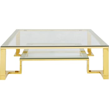 Rush - Table basse carrée en acier doré et verre