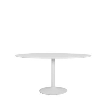 Taco elipse - Table à manger en bois 160x110 blanc