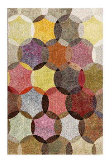 Modernina - Tapis motif cercles vintage nuances vives pour salon, chambre 170x120